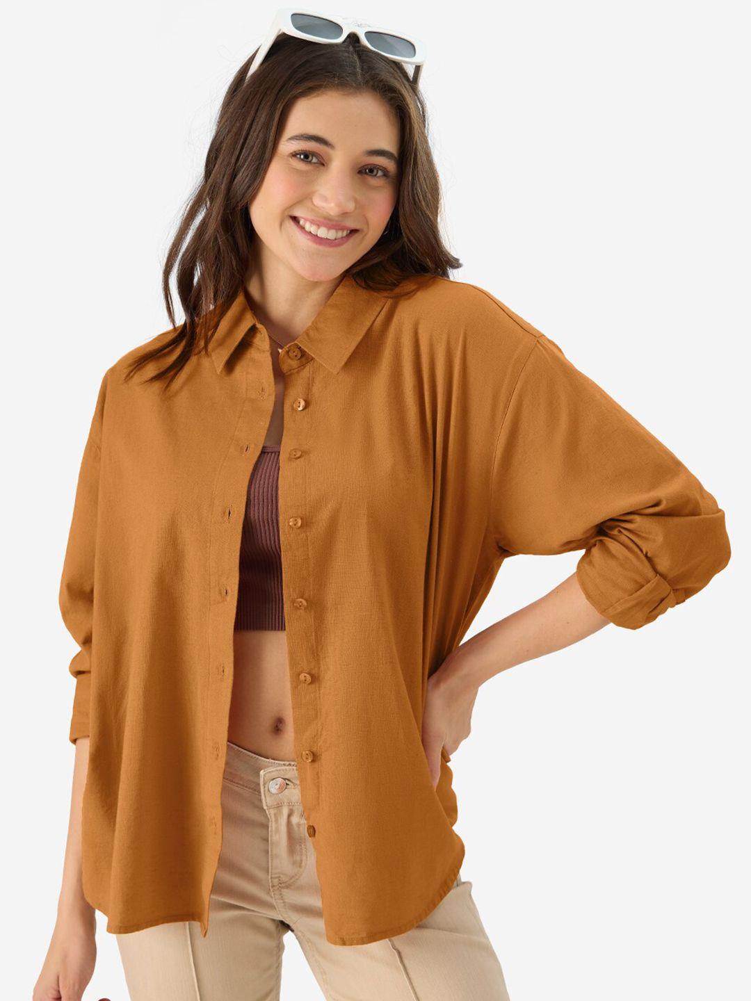 the souled store women rust opaque casual shirt