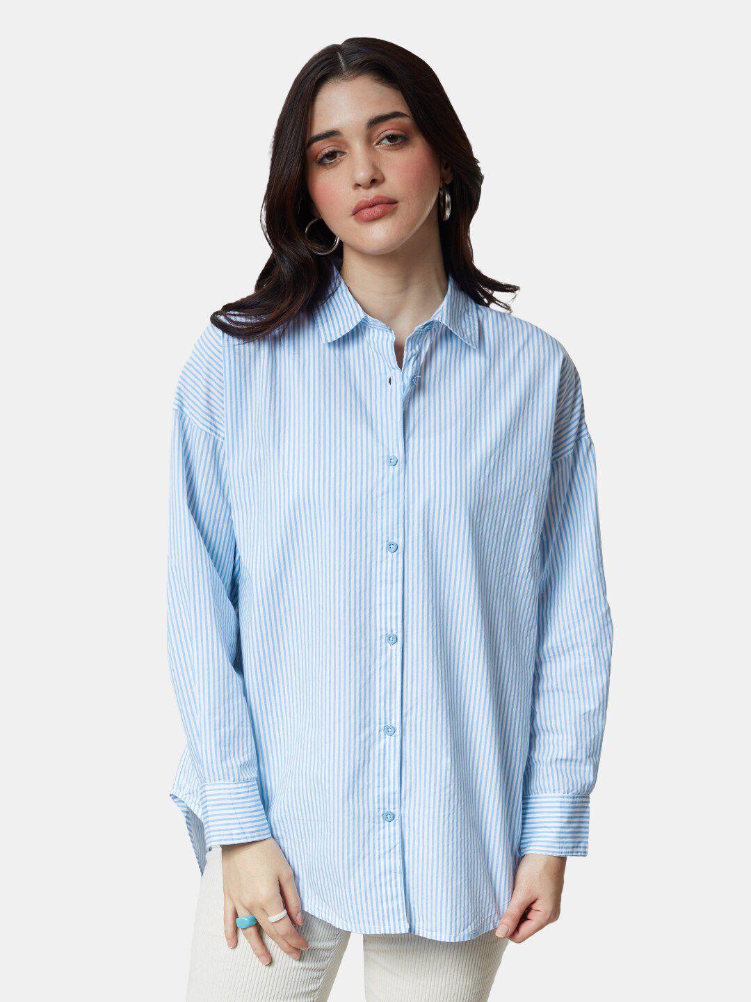 the souled store women striped cotton casual shirt