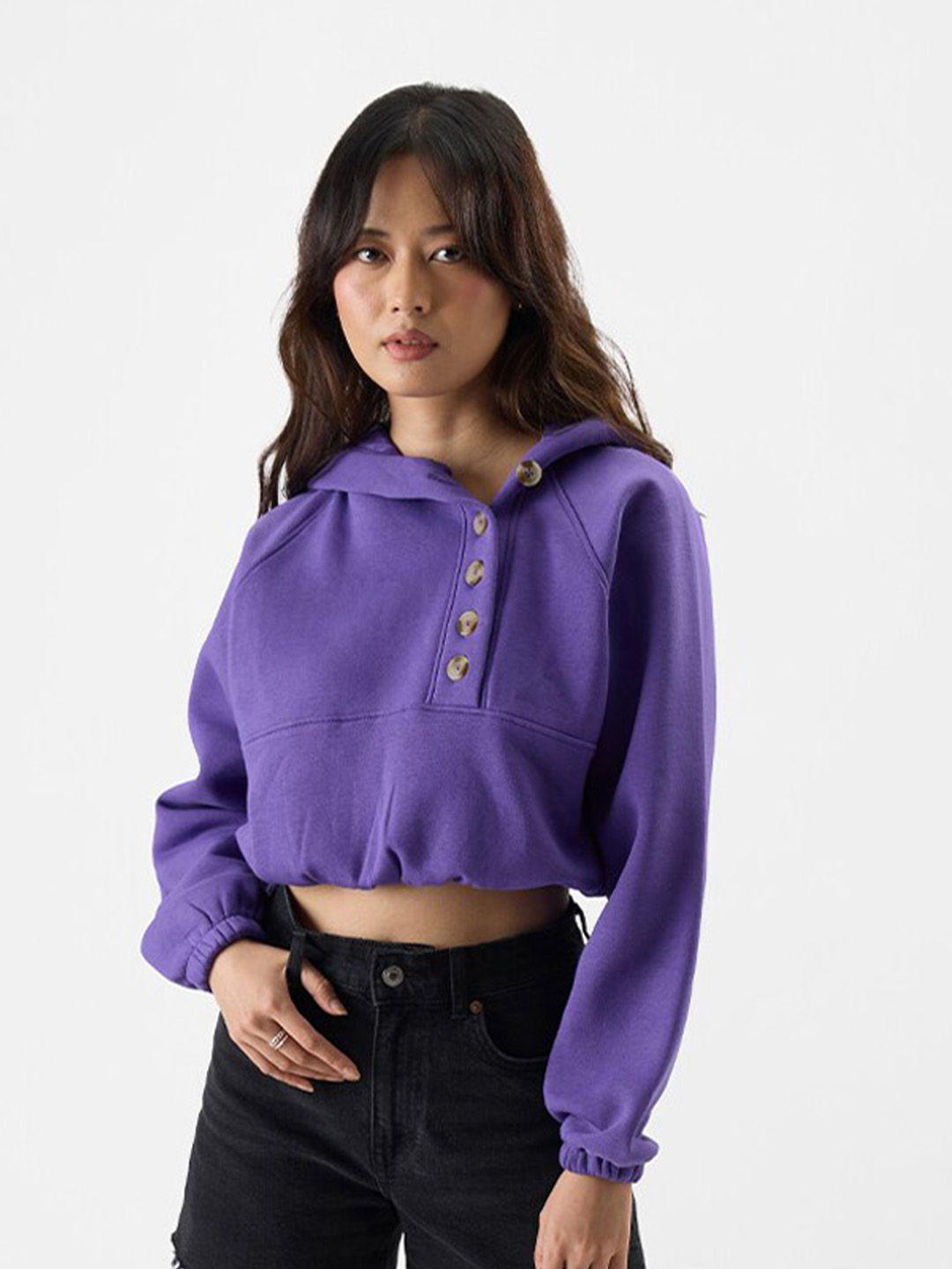 the souled store women violet hooded sweatshirt
