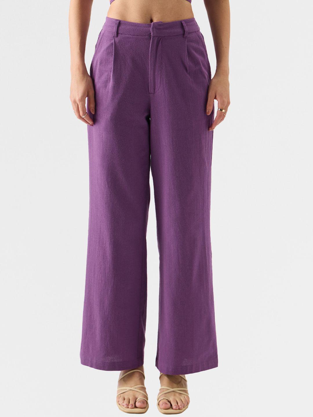 the souled store women violet pleated trousers