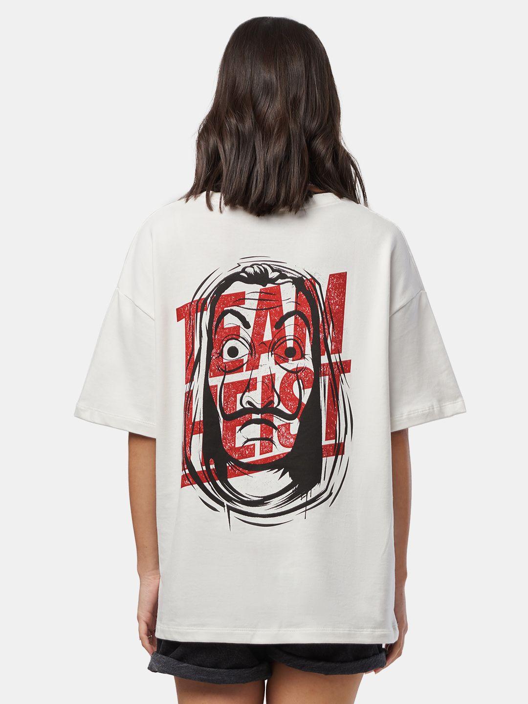 the souled store women white money heist oversized t-shirt