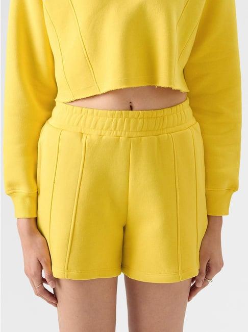 the souled store yellow cotton shorts