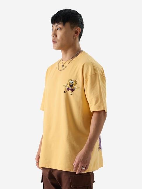 the souled store yellow loose fit printed t-shirt