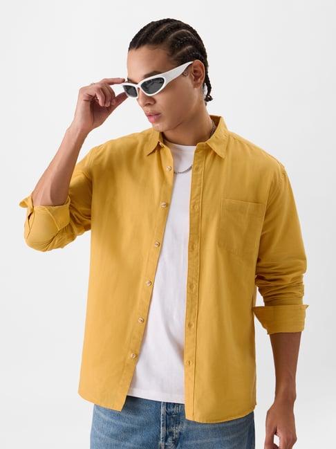 the souled store yellow regular fit shirt