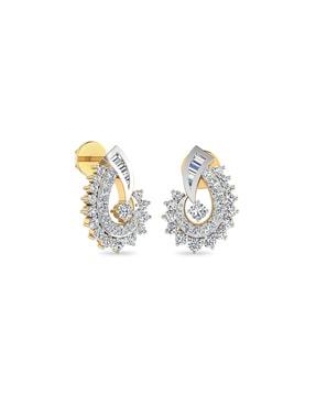 the tesanee 18 kt diamond studded gold earrings