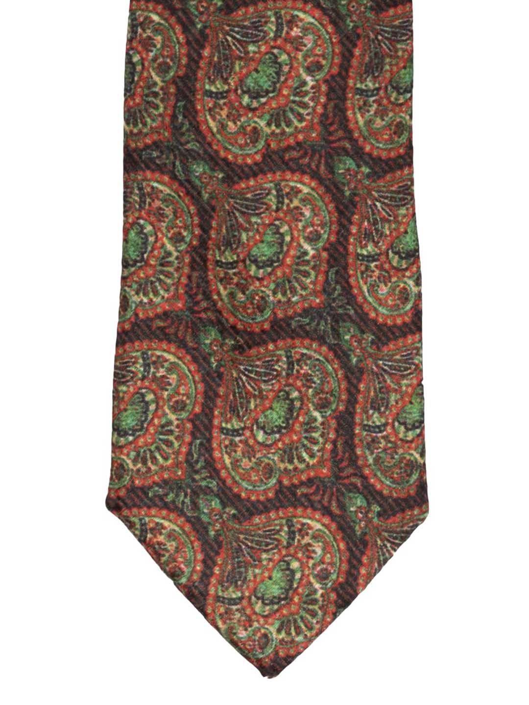 the tie hub brown & green floral printed broad tie
