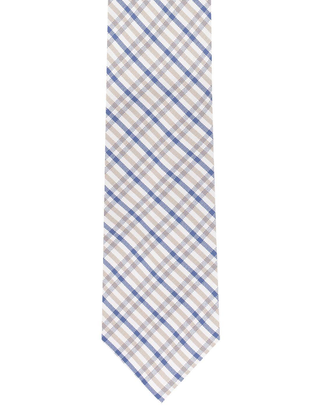 the tie hub cream-coloured & blue checked broad tie