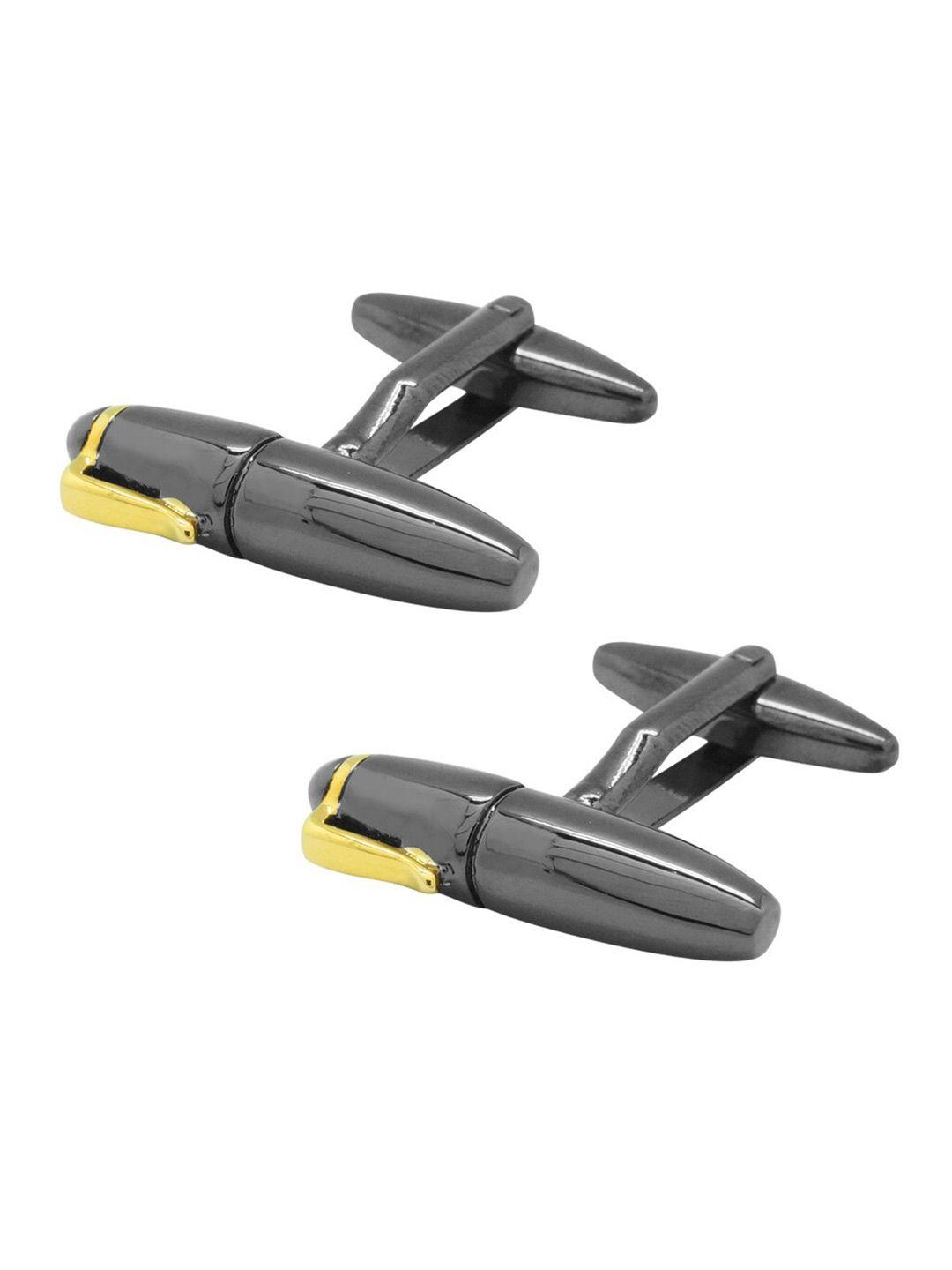 the tie hub grey & gold-toned quirky cufflink