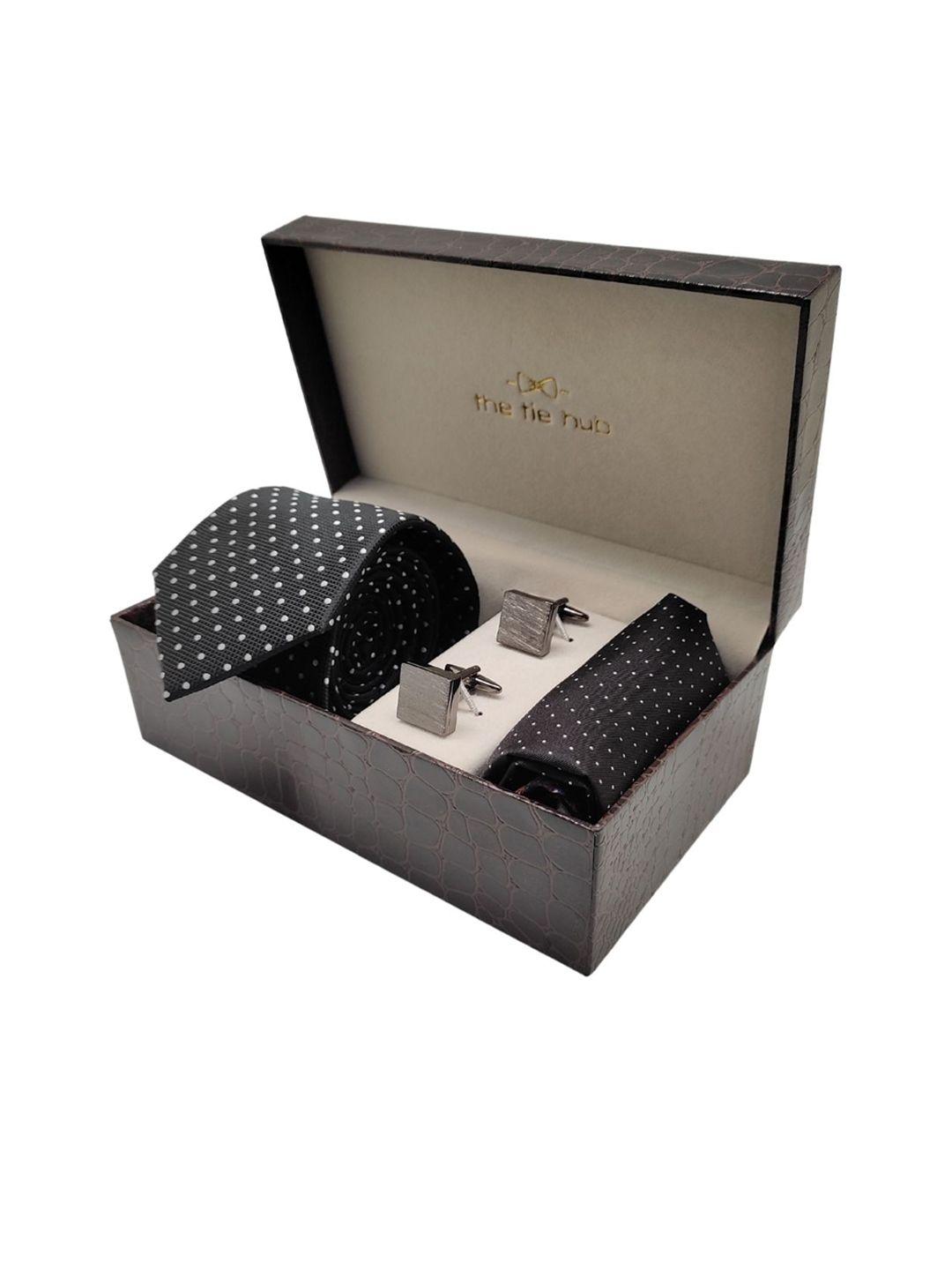 the tie hub men black& white accessory gift set