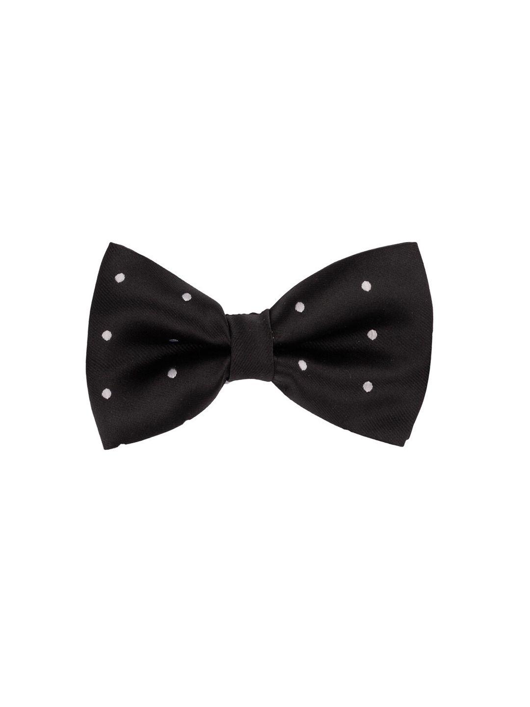 the tie hub men black & white woven design bow tie