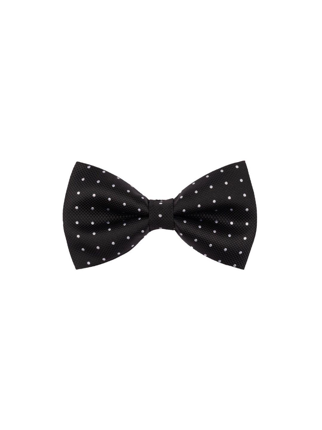 the tie hub men black & white woven design bow tie