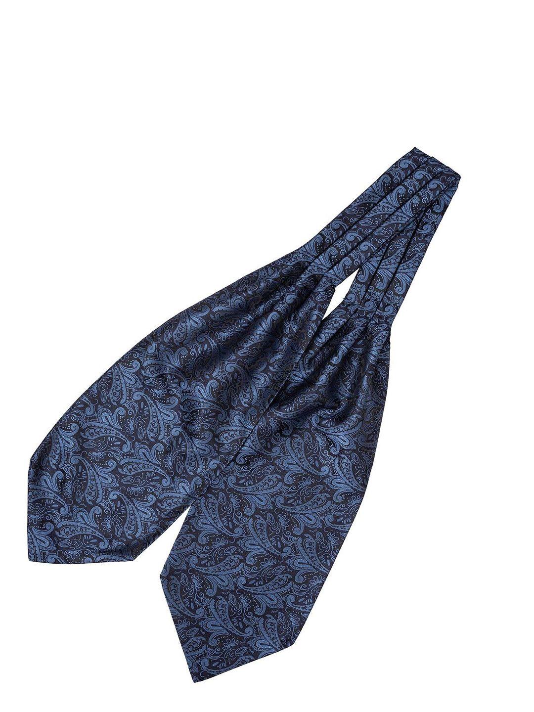 the tie hub men blue & black woven design cravat