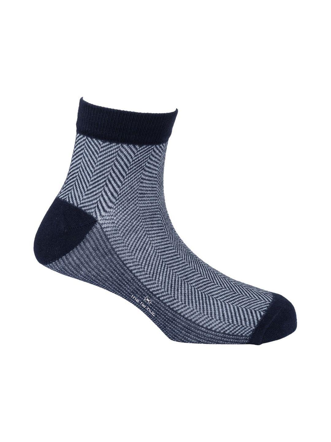 the tie hub men blue & grey striped ankle-length socks