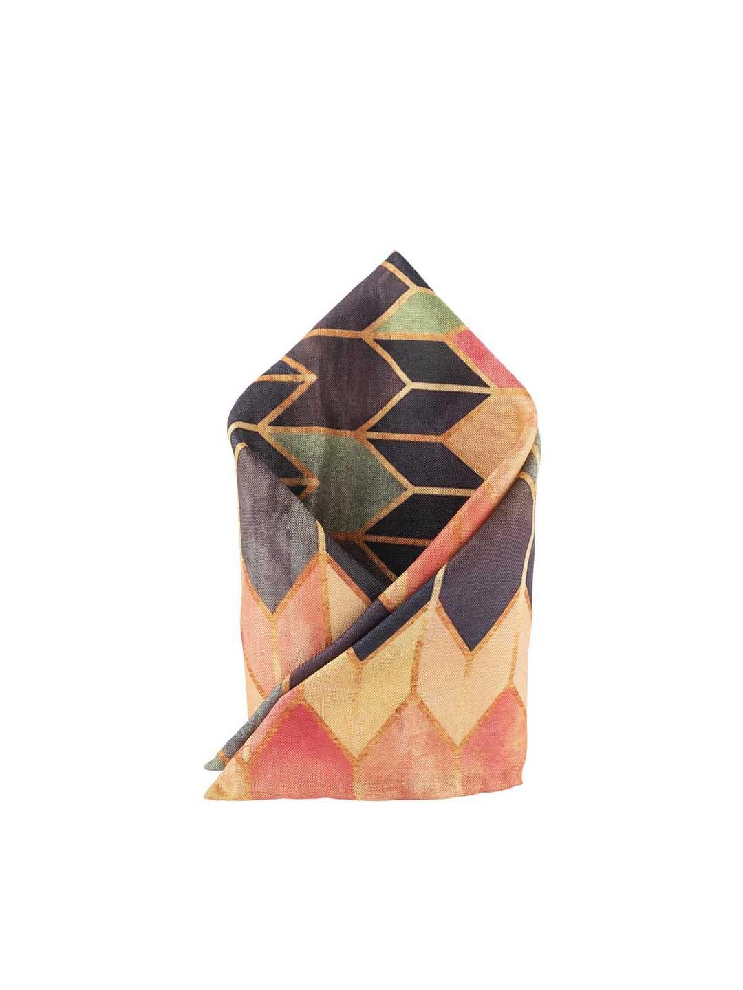 the tie hub men blue & orange arrow tip printed pocket square