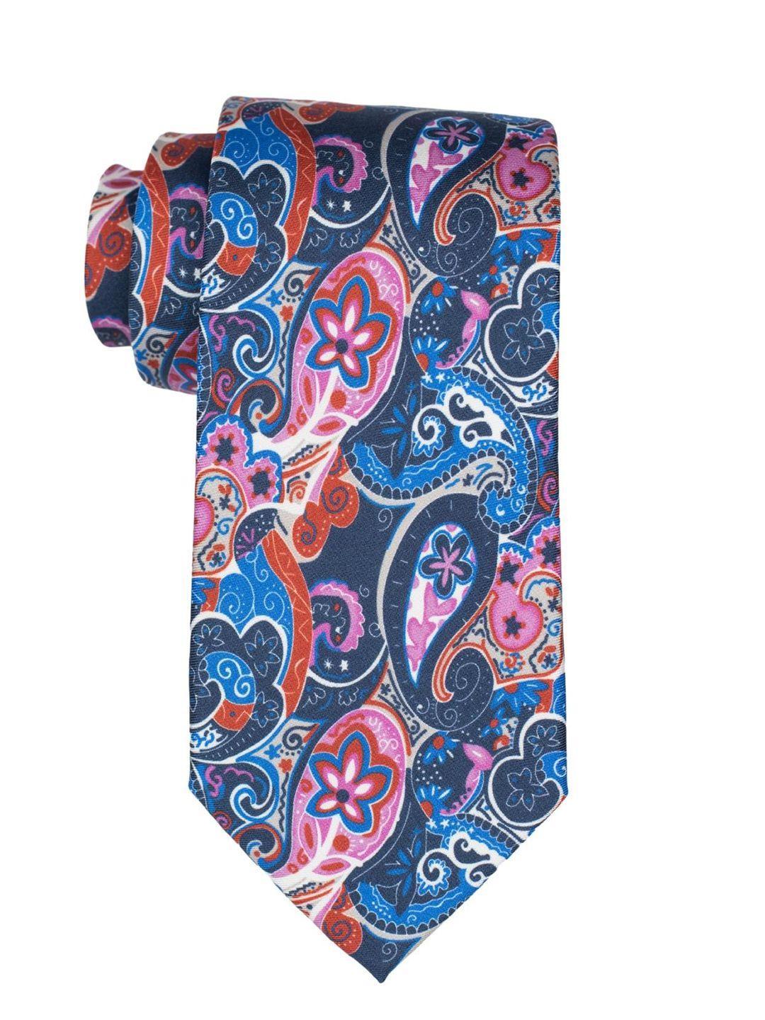 the tie hub men blue & pink paisley italian silk necktie