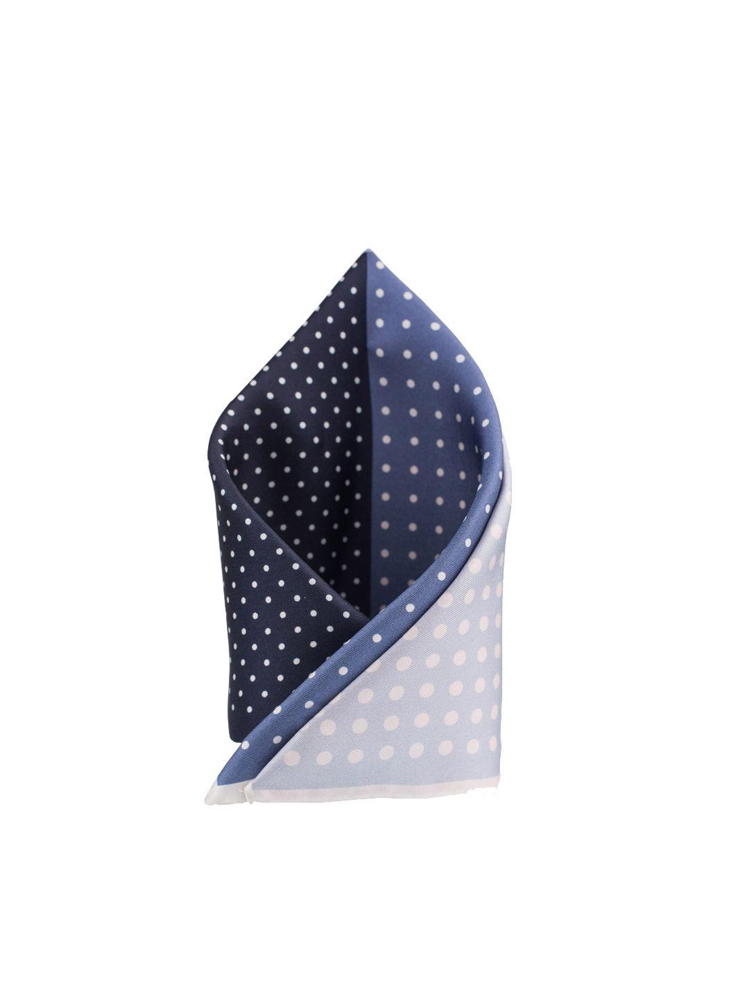 the tie hub men blue & white polka dot printed silk pocket square