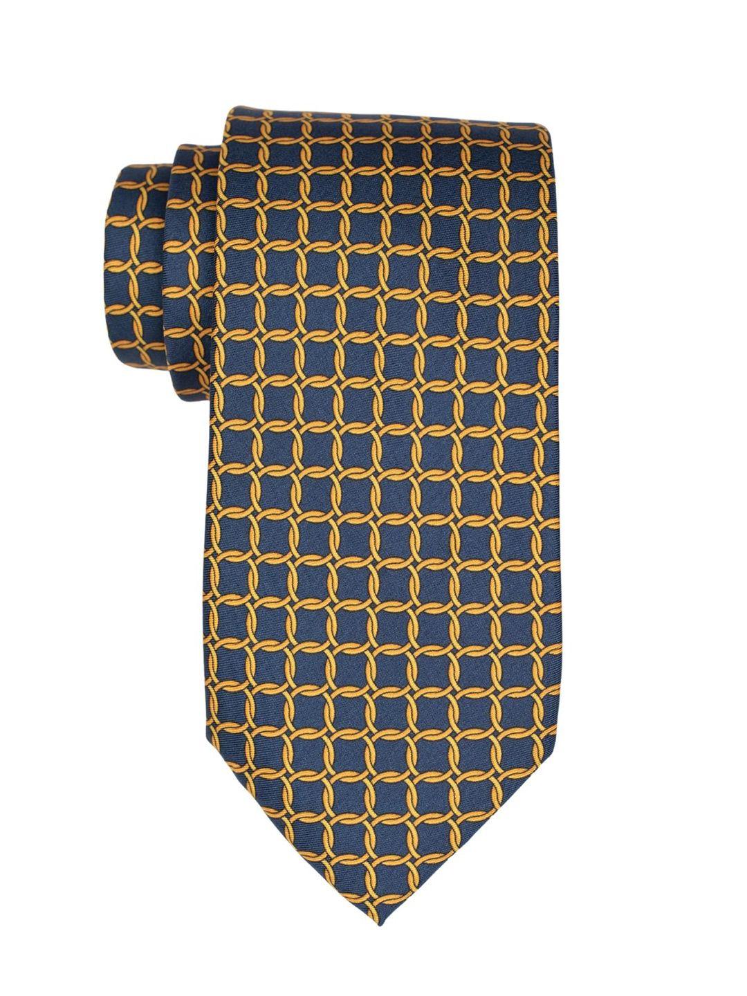 the tie hub men blue & yellow round ring printed italian silk necktie