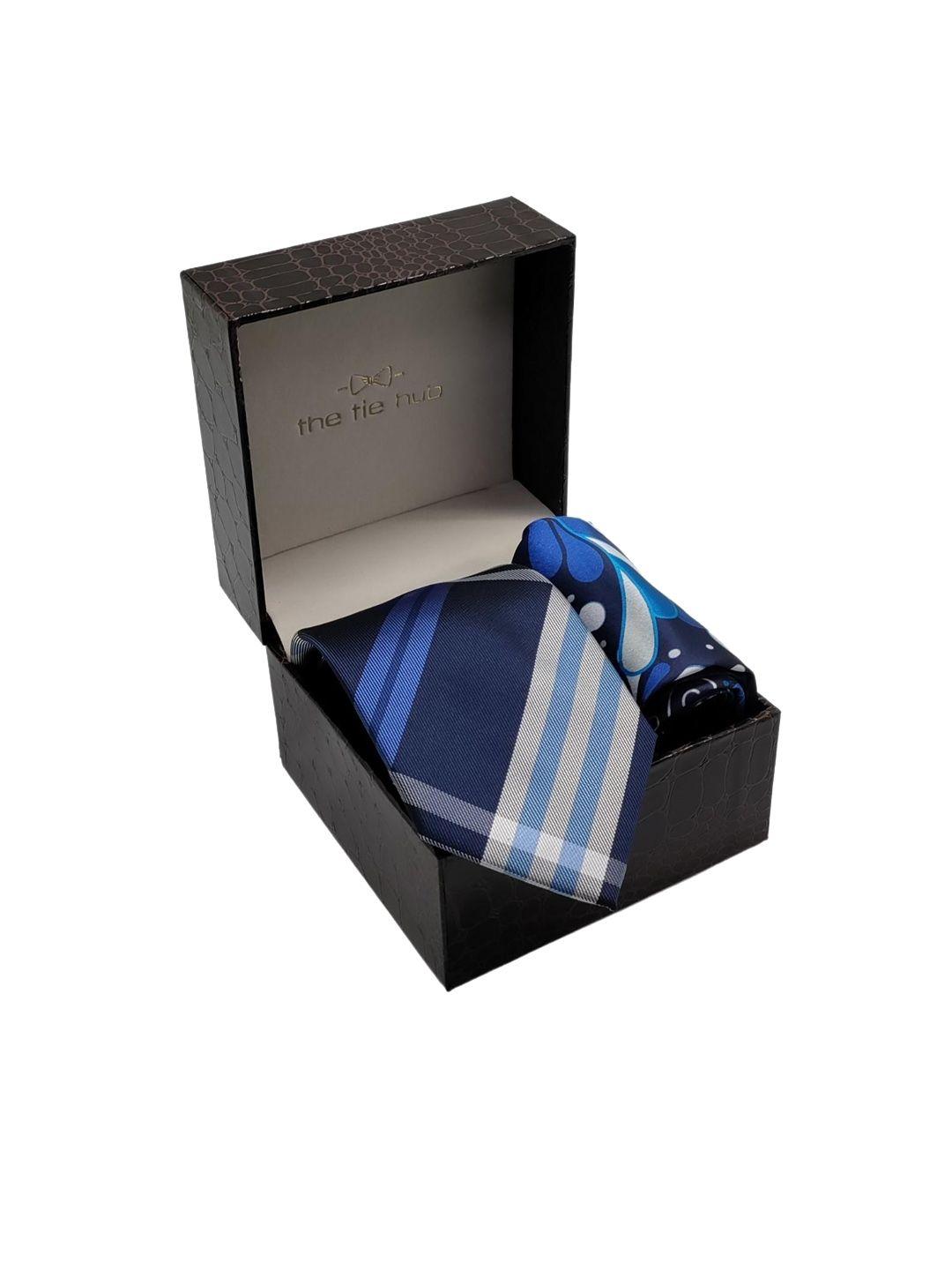 the tie hub men blue striped accessory gift set