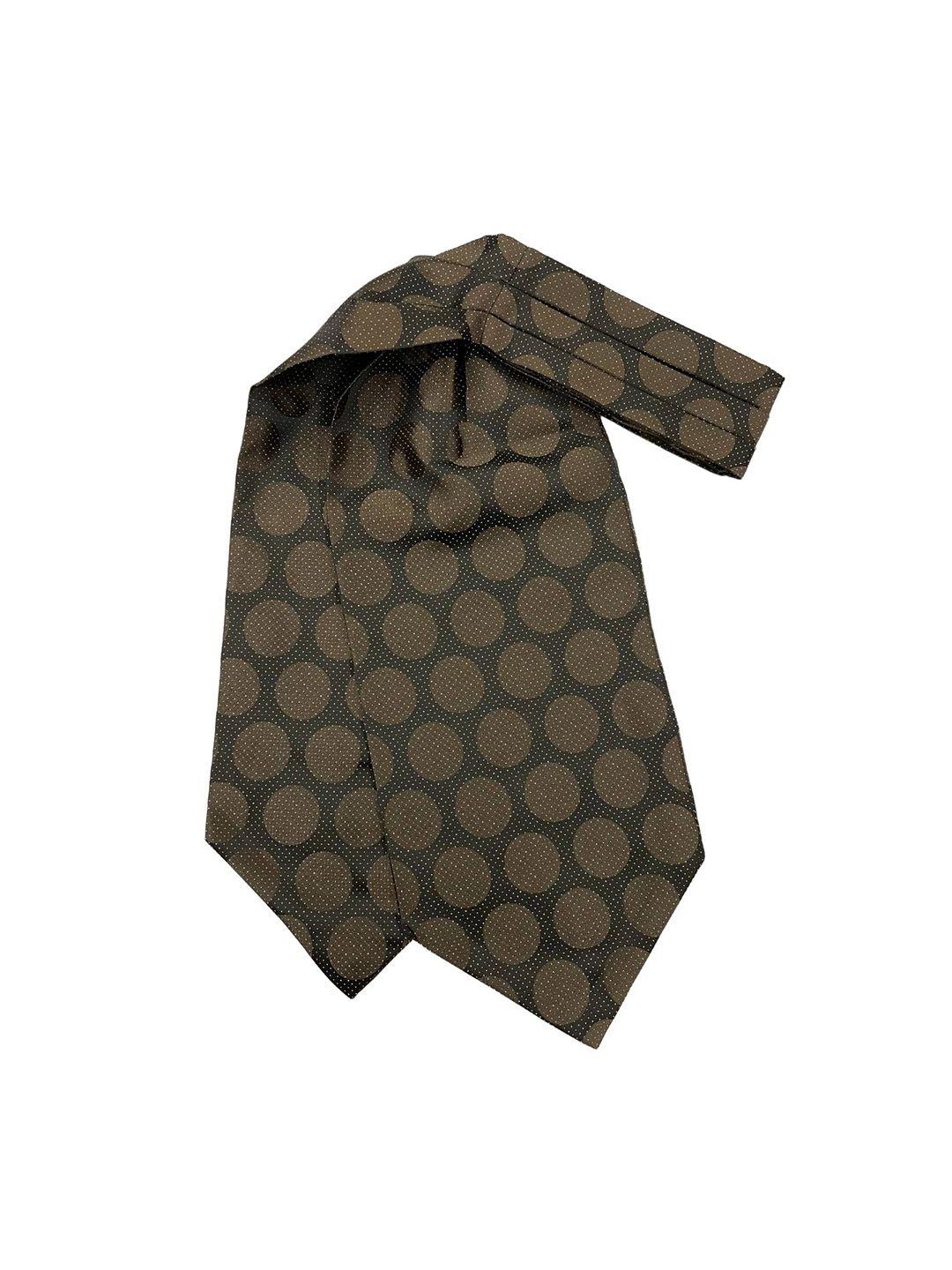 the tie hub men brown & black woven design cravat