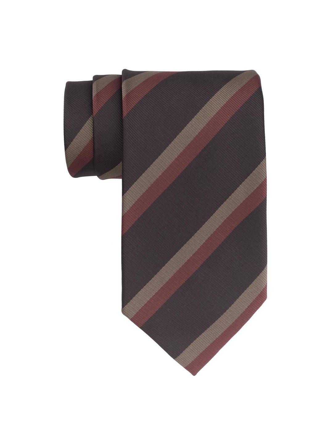 the tie hub men brown & maroon striped broad tie