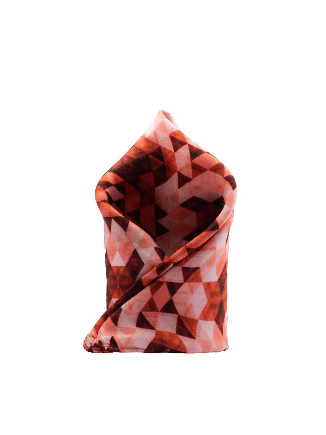 the tie hub men brown & pink printed pocket square
