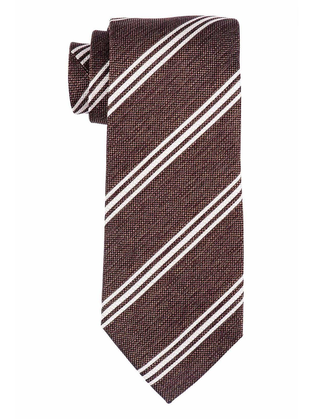 the tie hub men brown & white striped skinny tie