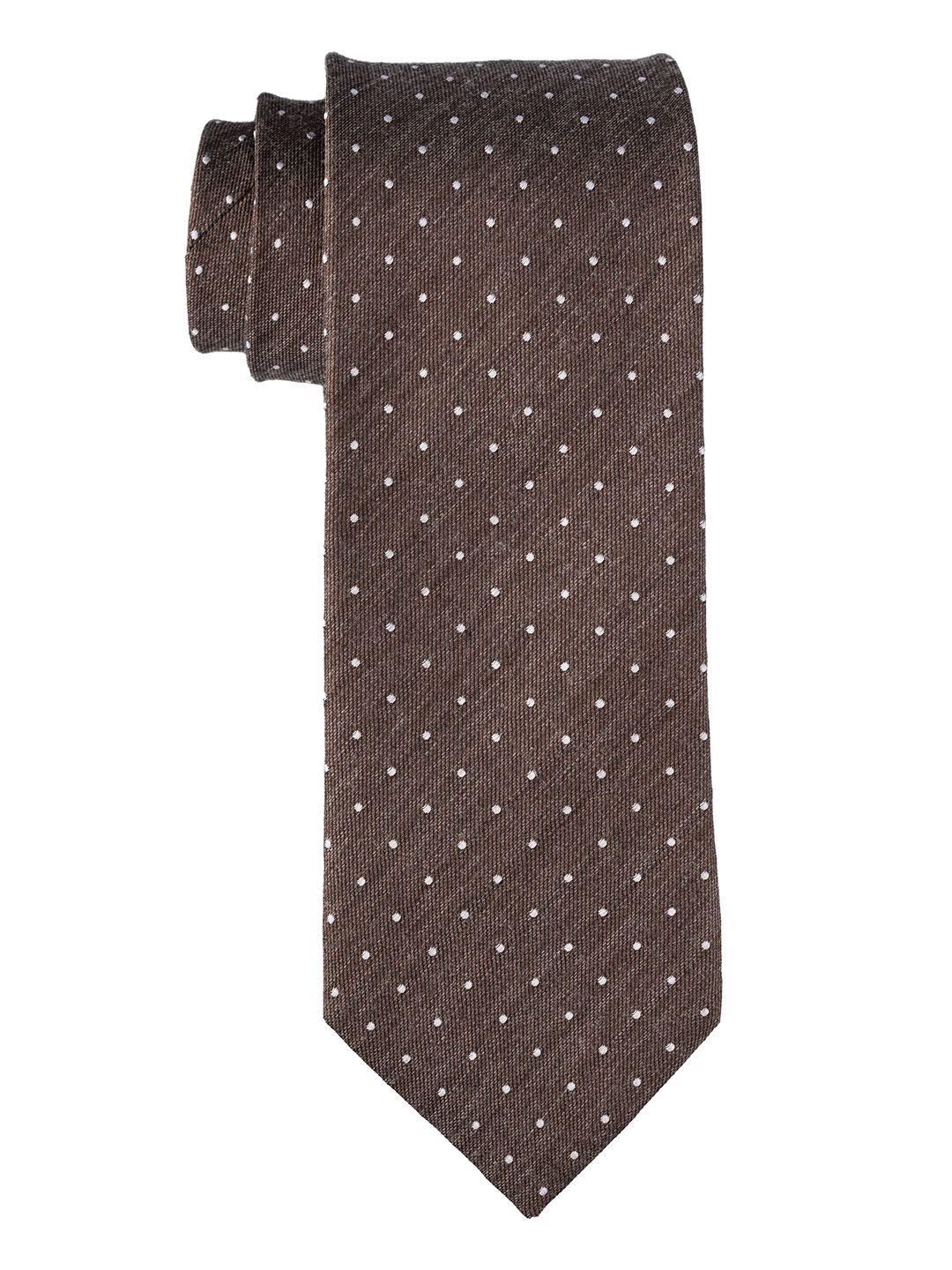 the tie hub men brown & white woven design skinny tie