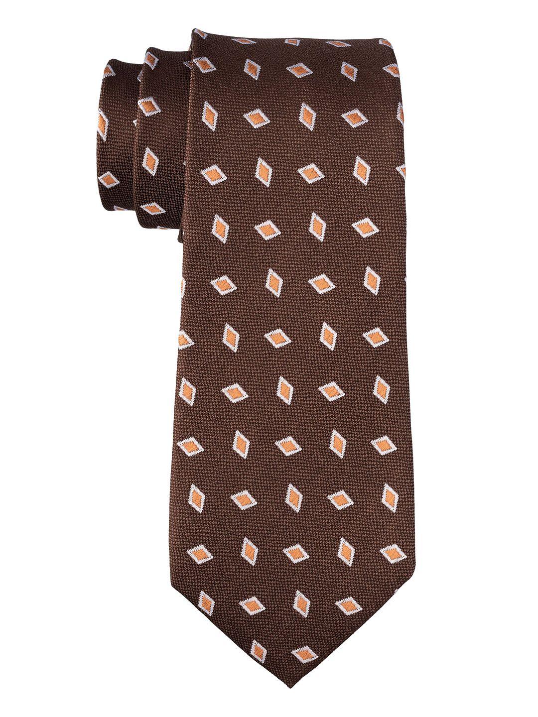 the tie hub men brown & white woven design skinny tie
