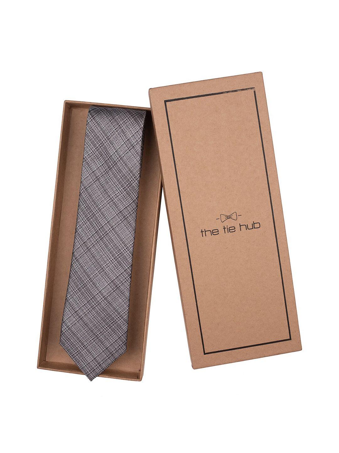 the tie hub men checked silk skinny tie