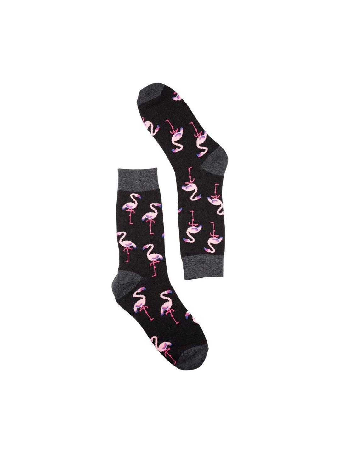 the tie hub men flamingos patterned calf-length socks