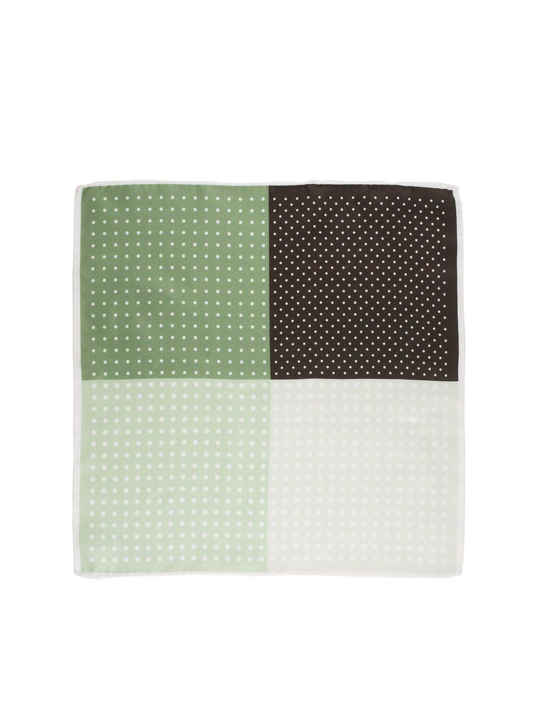 the tie hub men green & white printed silk pocket square
