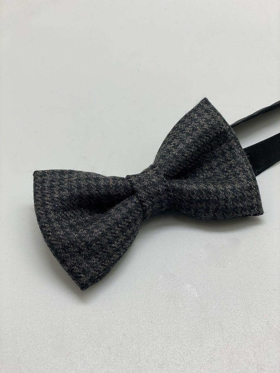the tie hub men grey & black checked bow tie