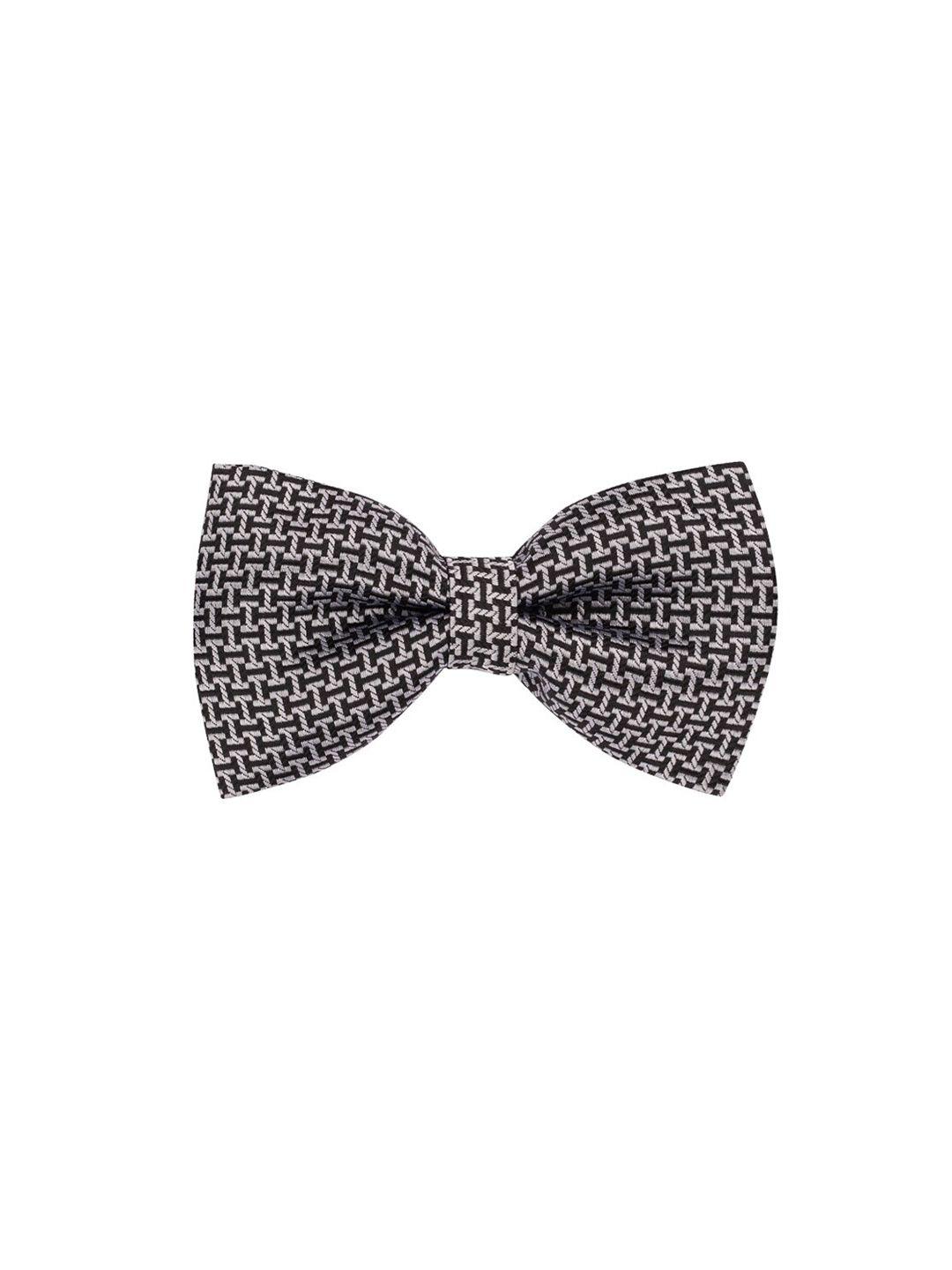 the tie hub men grey & black woven design bow tie