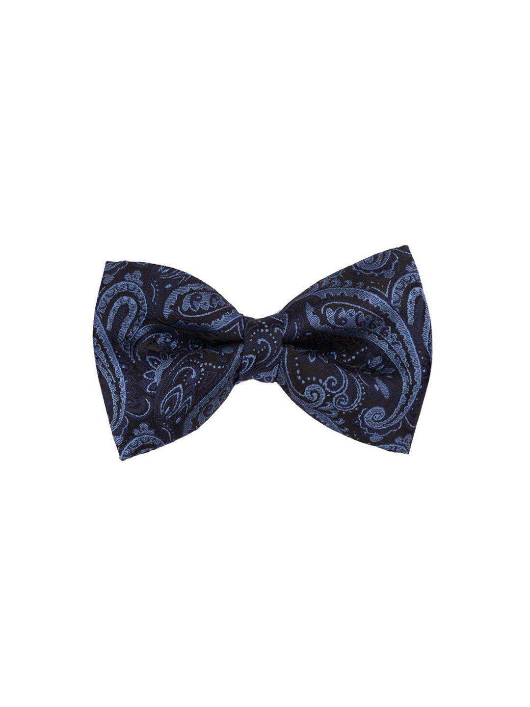 the tie hub men navy blue & black woven design bow tie