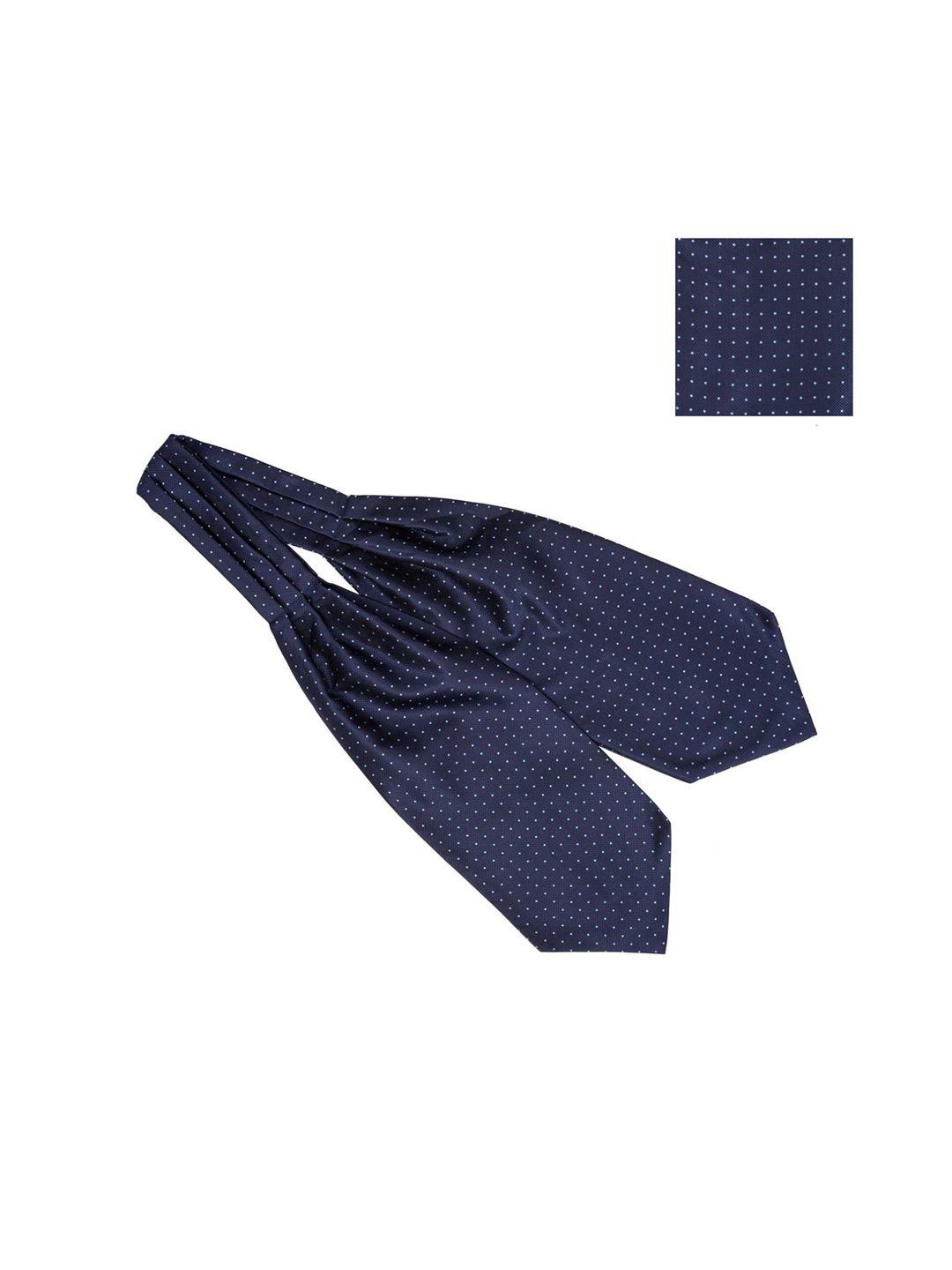 the tie hub men navy blue  polka dot printed accessory gift set