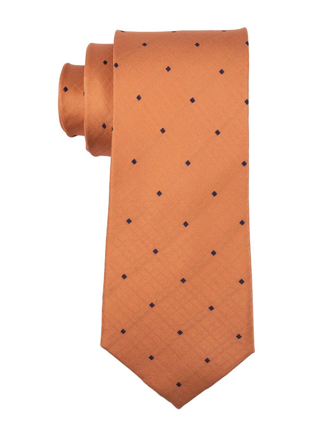 the tie hub men orange & blue printed broad tie