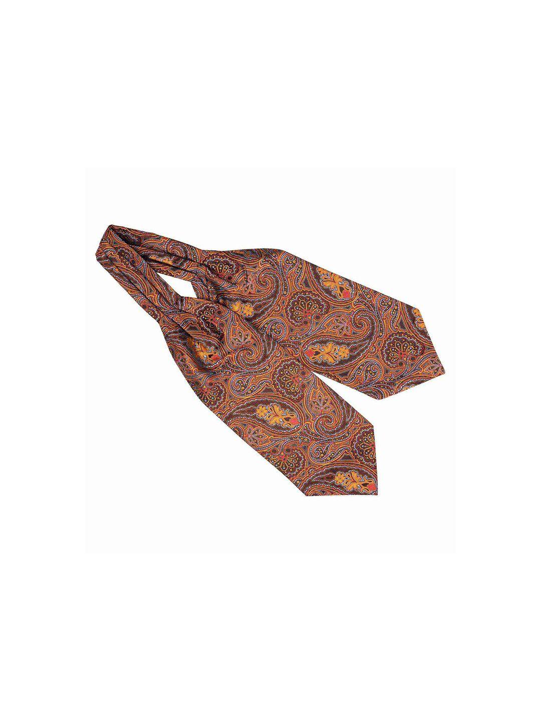 the tie hub men orange & blue woven design cravat