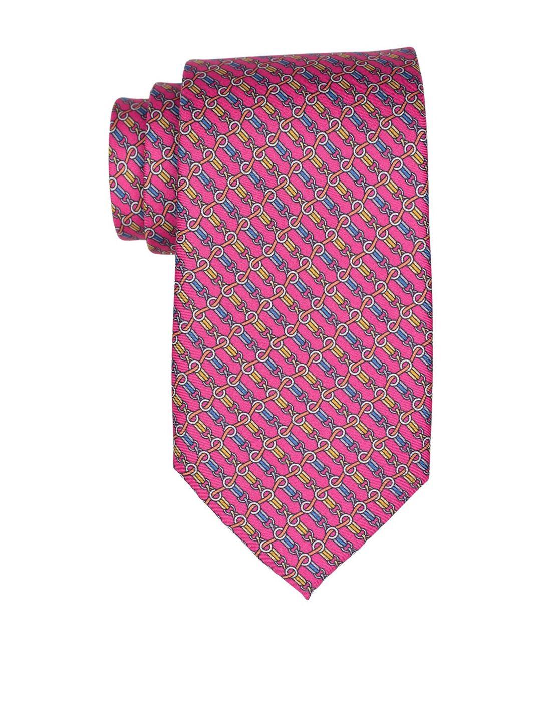 the tie hub men pink & blue chain italian silk necktie