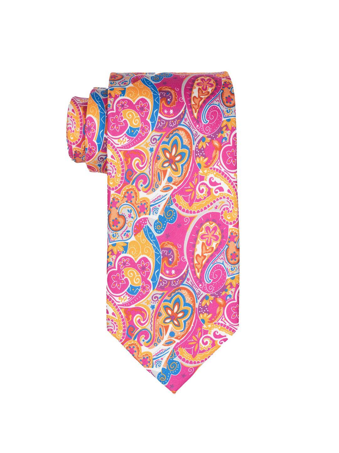 the tie hub men pink & blue paisley italian silk necktie