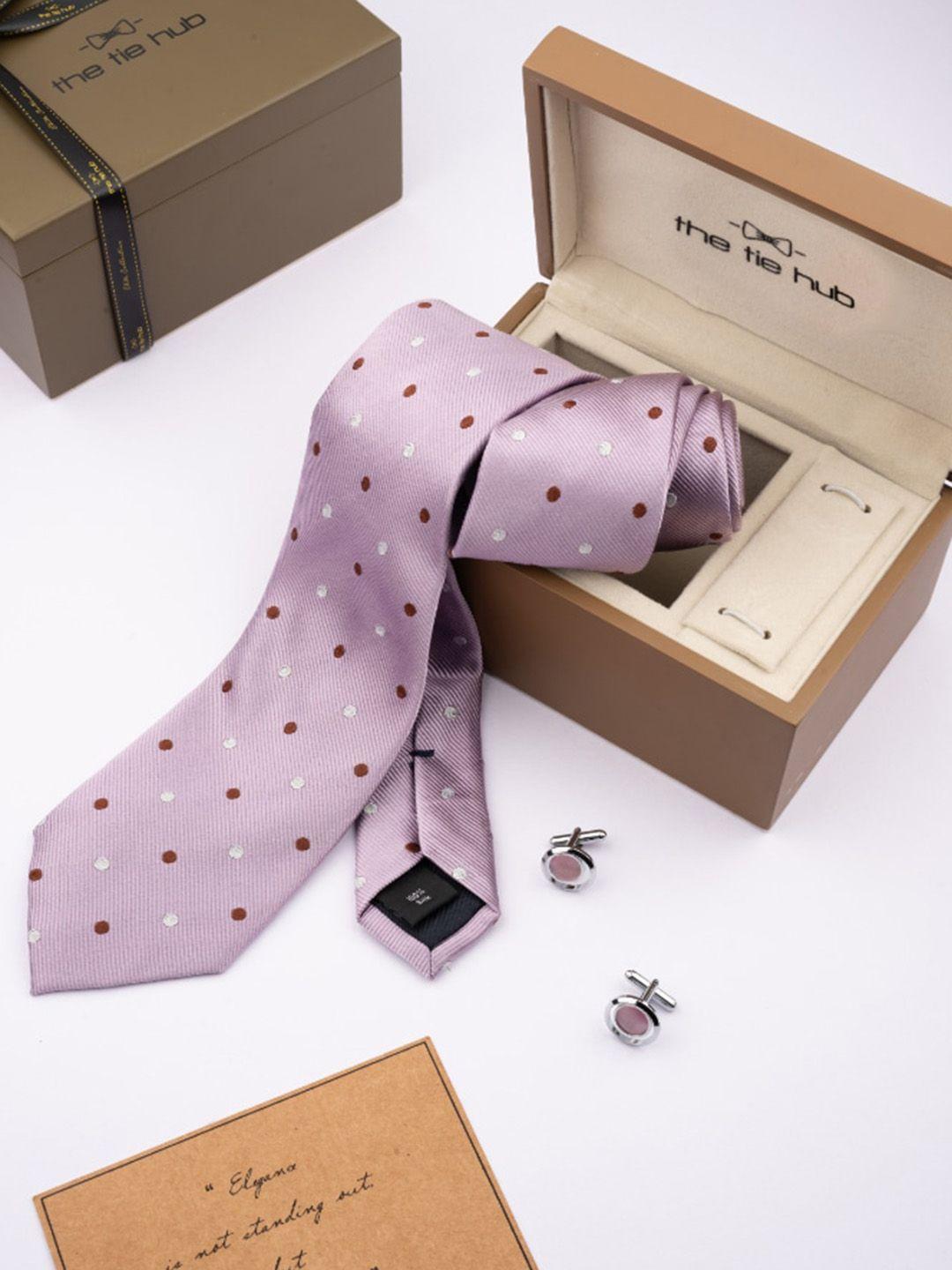 the tie hub men polka dots printed necktie with cufflink accessory gift set