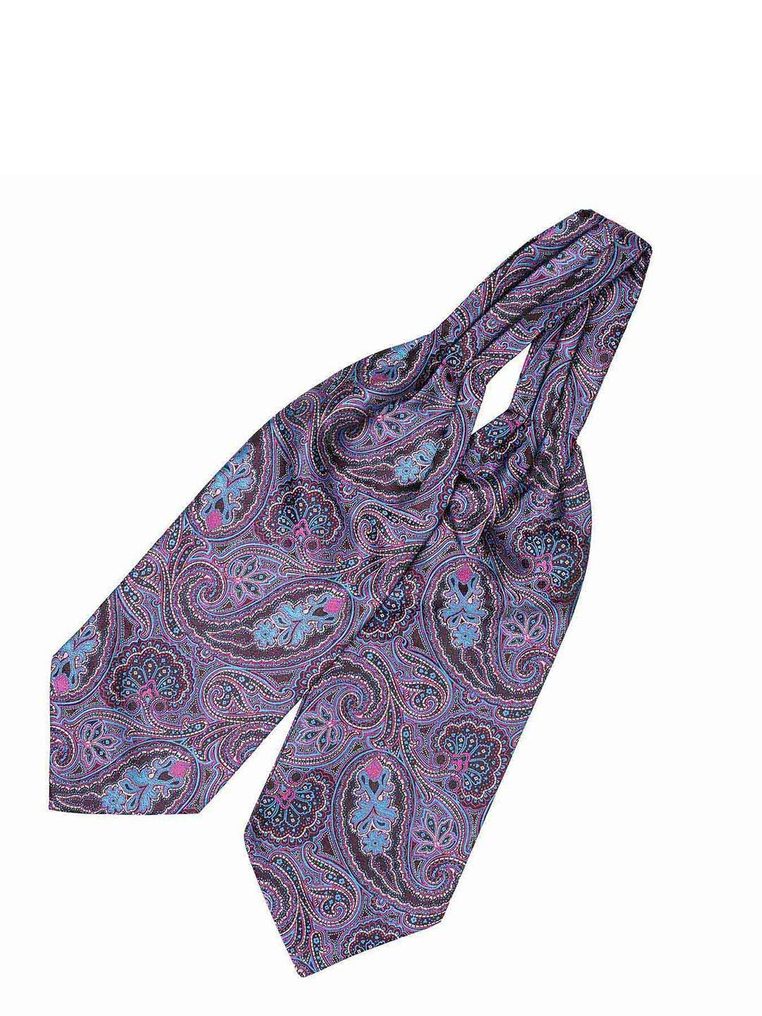 the tie hub men purple & blue woven design cravat