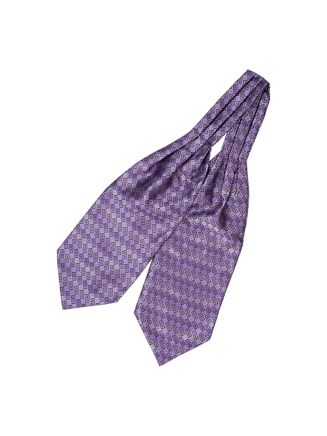 the tie hub men purple & grey woven design cravat
