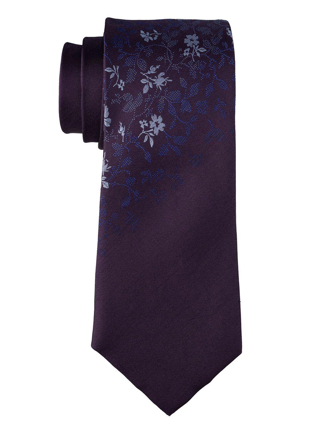 the tie hub men purple & white woven design skinny tie