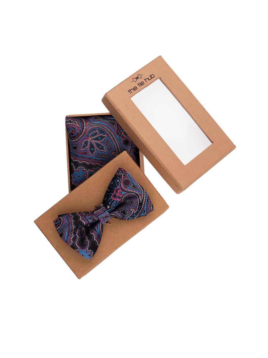 the tie hub men purple printed accessory gift set