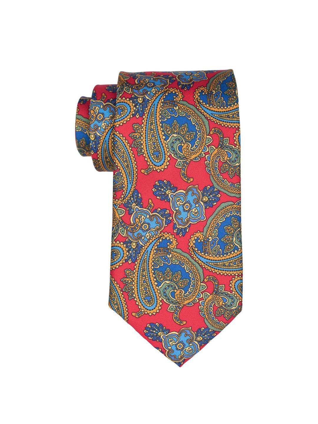 the tie hub men red & blue paisley italian silk necktie