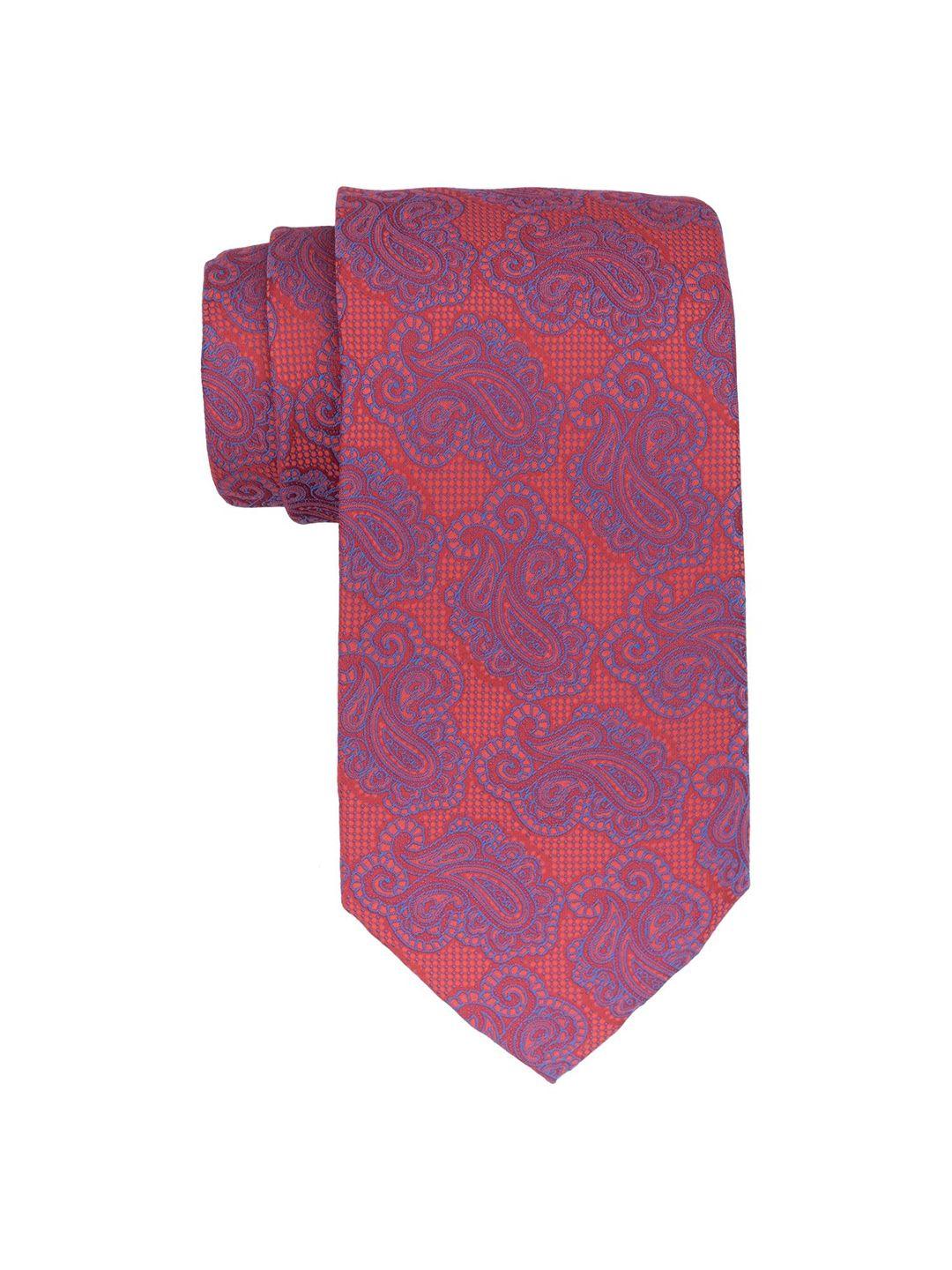 the tie hub men red & purple woven design silk broad tie