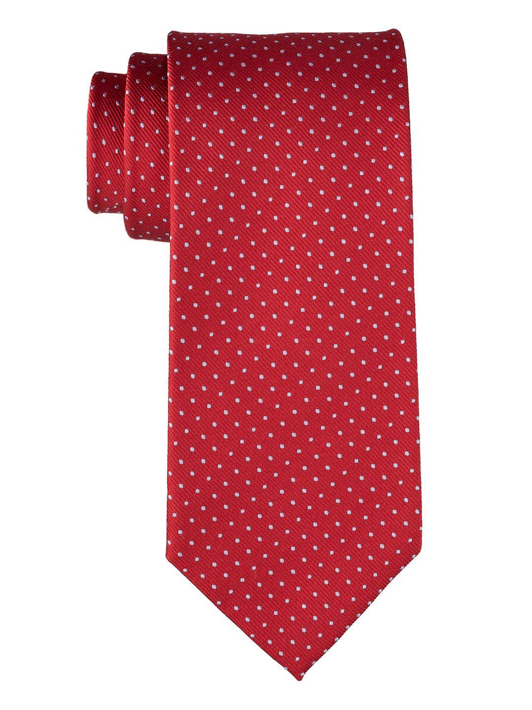 the tie hub men red & white printed skinny tie