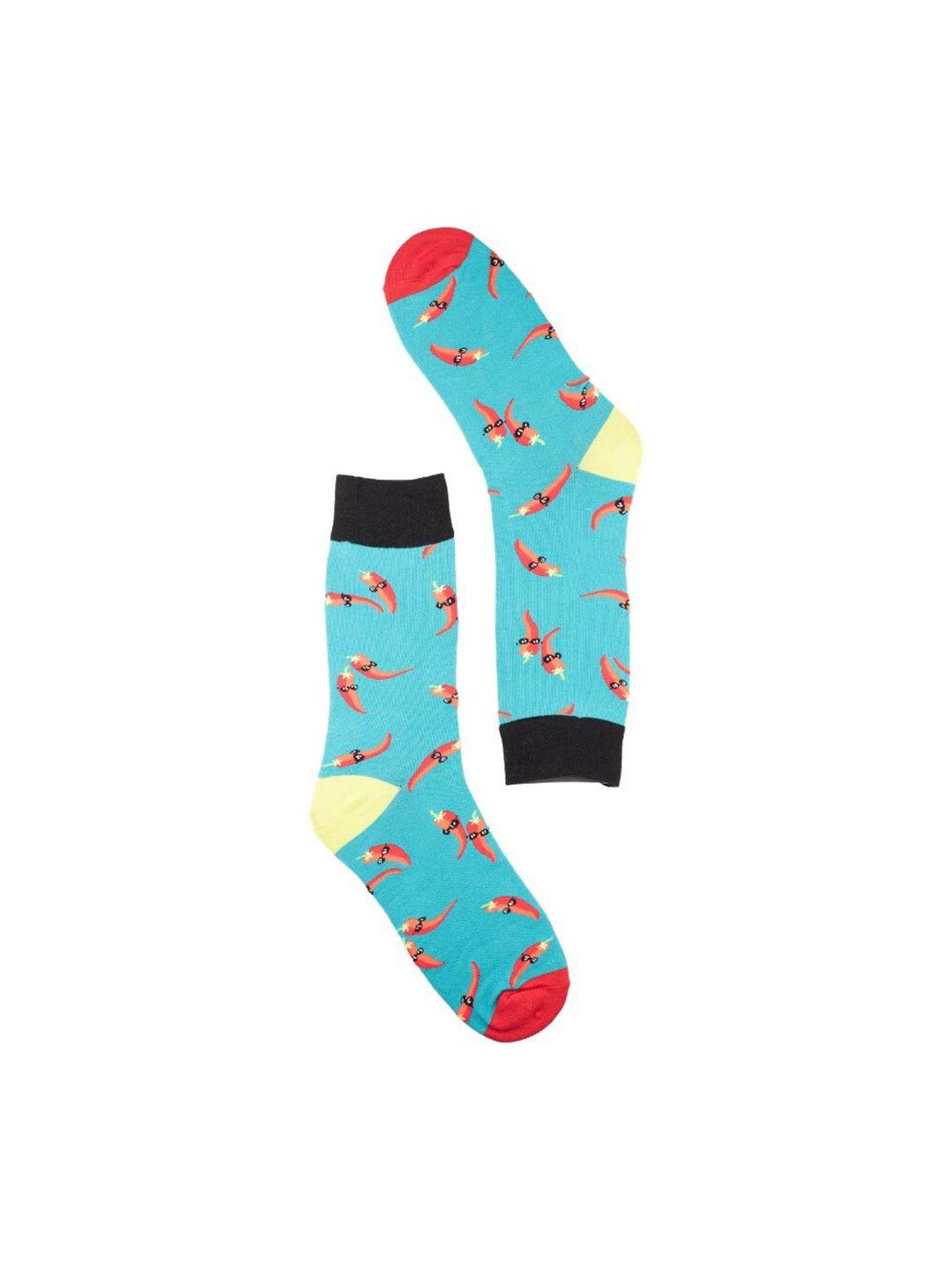 the tie hub men red chillies patterned calf-length socks