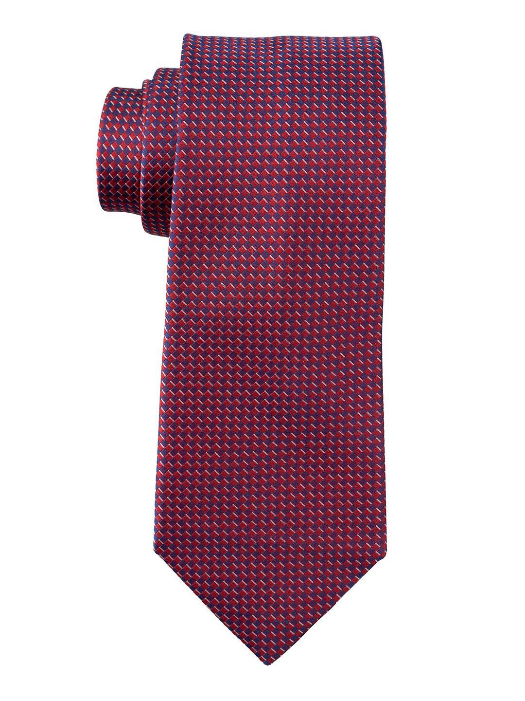 the tie hub men red woven design broad tie