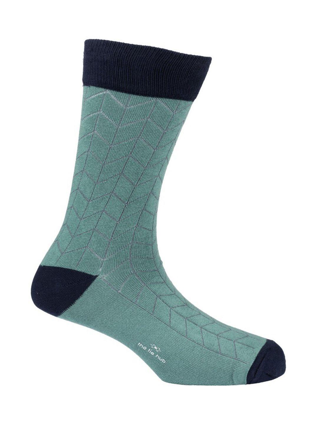 the tie hub men sea green calf length socks